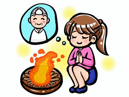 Illustration, şenlik ateşi, mukaebi, obon, 
