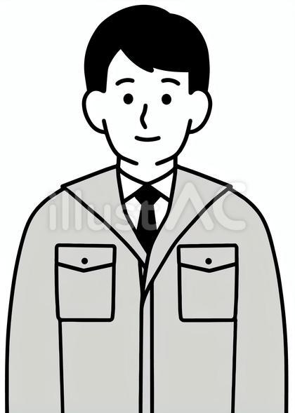 作業服にネクタイを着用した現場事務の男性