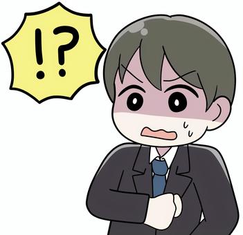 ドン引きする男性_02 不安,うわー,ないわー,嫌だ,引く,幻滅,どん引き,汗,手描き,手書きのイラスト素材