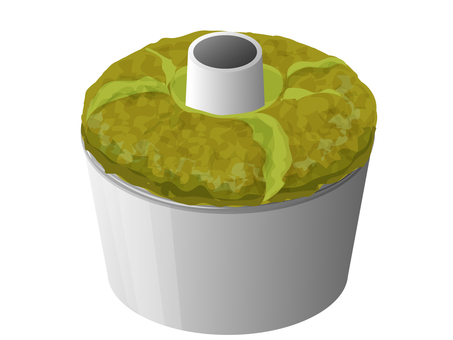 焼きたての抹茶シフォンケーキ1 シフォンケーキ,抹茶,焼きたて,お菓子作り,料理,食べ物,シフォンケーキ型のイラスト素材