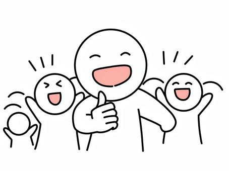 喜ぶ仲間とグッドポーズをとる棒人間 喜ぶ仲間とグッドポーズをとる棒人間 グッドポーズ,棒人間,笑顔,嬉しい,笑う,万歳,仲間,友達,友人,成功のイラスト素材