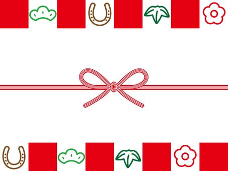お年賀の熨斗 お正月,お年賀,熨斗,水引,ラッピング,ギフト,お祝い,馬,午年,包装紙のイラスト素材