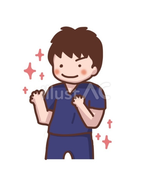 スクラブを着た男性（きらきら） 男性,スクラブ,リハビリのイラスト素材