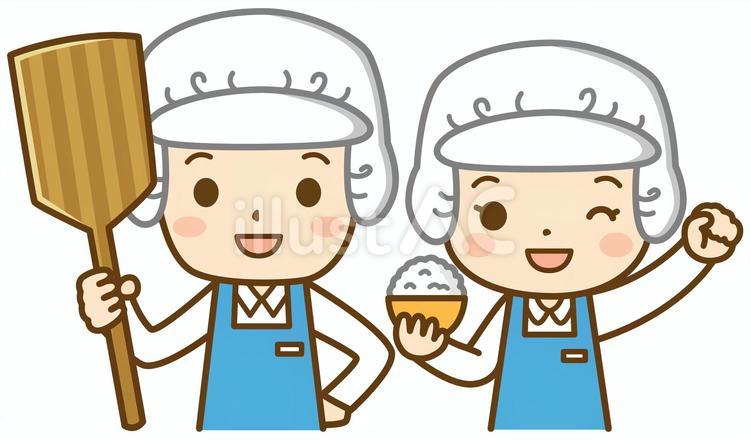 木ベラとご飯を持つ調理員 調理員,調理師,調理スタッフのイラスト素材