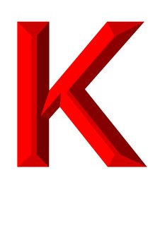 ３Dアルファベット大文字赤K k,アルファベット,大文字,立体,3d,赤,装飾文字,フォント,デザイン,アイコンのイラスト素材