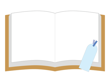 本のフレームと水色の栞 本,フレーム,枠,読書,読書の秋,読書週間,本屋,図書館,図書室,書店のイラスト素材