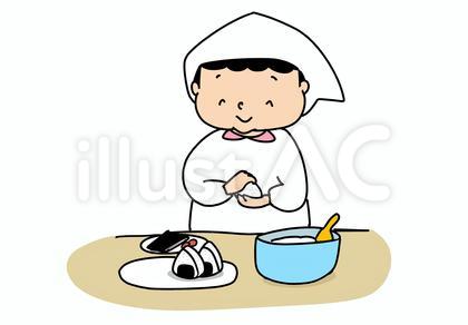 おにぎりを握るお母さん