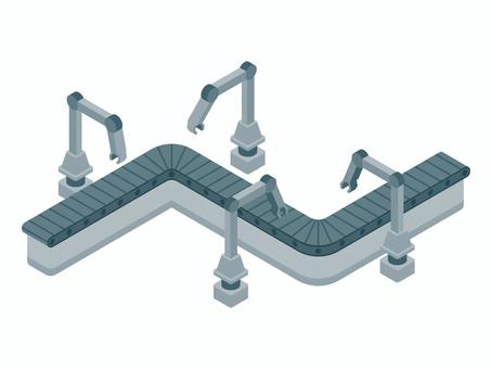 アイソメトリック_ベルトコンベア アイソメトリック,立体,アイソメ,斜め上,工場,生産ライン,製造,コンベア,ベルト,自動化のイラスト素材