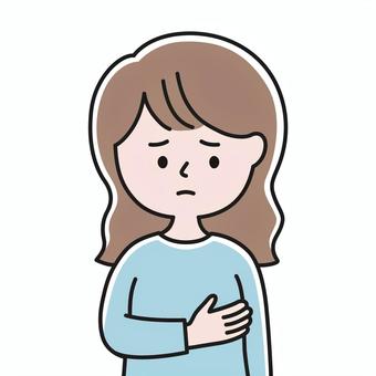 乳房痛 上半身 女性_影 SLW 女性,レディ,乳房,乳腺症,乳腺炎,線維腺腫,しこり,乳がん,セルフチェック,ピンクリボンのイラスト素材