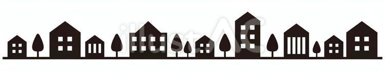 住宅街の背景シルエット 住宅街,家,住宅のイラスト素材