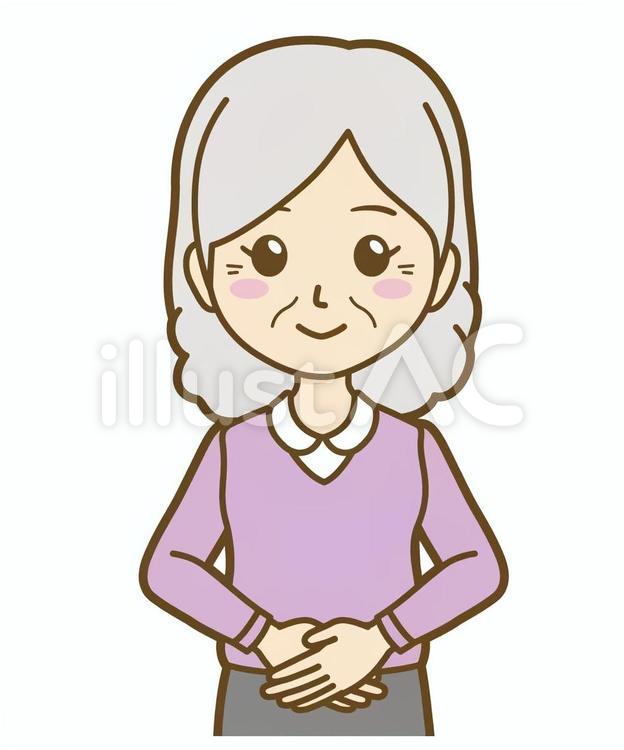 礼儀正しく案内するシニア女性 女性,高齢者,お年寄りのイラスト素材