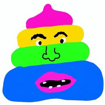カラフル変顔うんこ カラフル,うんこ,顔,シュール,手描きのイラスト素材