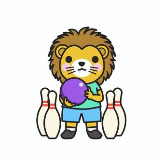 ボーリング大会でストライクを狙うライオン ボーリング,ボウリング,ライオン,ボーリング場,レジャー,遊び,親睦,親睦会,２次会,大会のイラスト素材