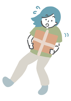 荷物を持って転倒する女性 女性,転倒,荷物,運ぶ,危ない,重たい,シンプル,ラフタッチ,手書き風,感情のイラスト素材