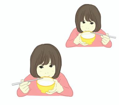 child eating rice, rice, meal, chopsticks, JPG and PNG