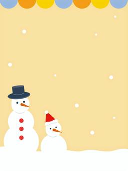 雪だるまのフレーム（縦） 雪だるま,冬,フレーム,枠,可愛い,背景,壁紙,スノーマン,雪,雪降りのイラスト素材