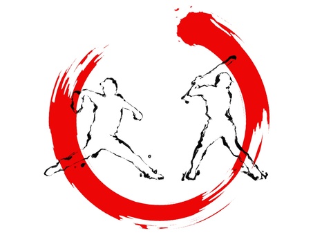野球（投打）カラー６ 野球,スポーツ,ピッチャー,バッター,筆,高校野球,草野球,ソフトボール,バッティング,ピッチングのイラスト素材