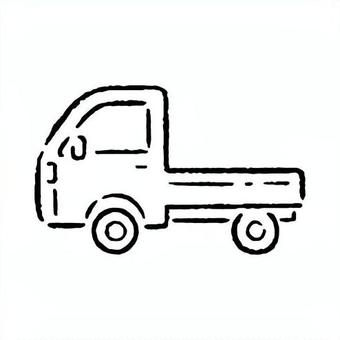 手描きの軽トラックのイラスト_白黒 軽トラ,軽トラック,トラック,乗り物,アイコン,働く車,農業,配達,配送,荷物のイラスト素材