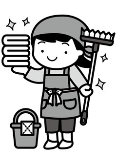 家事代行-2c 家事代行サービス,家事代行,家事,家政婦,お手伝いさん,掃除,洗濯,三角巾,エプロン,タオルのイラスト素材