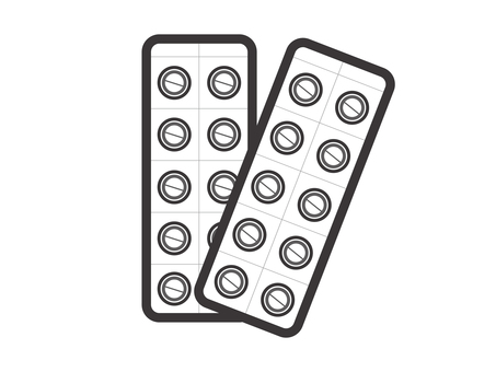 薬（錠剤・シート２枚）01-03 薬,錠剤,ブリスターパック,ptpシート,薬局,病院,病気,治療,アイコン,マークのイラスト素材