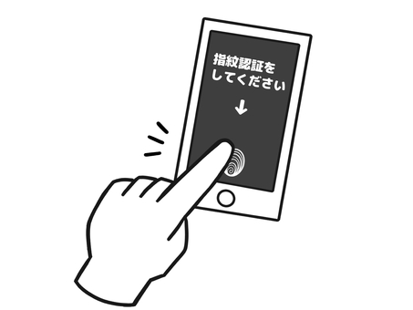 白　スマホ　指紋認証　イラスト　挿絵 スマホ,指紋認証,手,挿絵,白手袋,指,イラスト,ワンポイント,認証,スマートフォンのイラスト素材