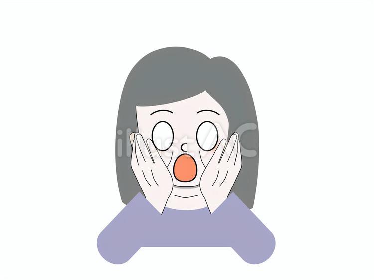 びっくりして白目になるグレイヘアの女性 女性,高齢,大人のイラスト素材