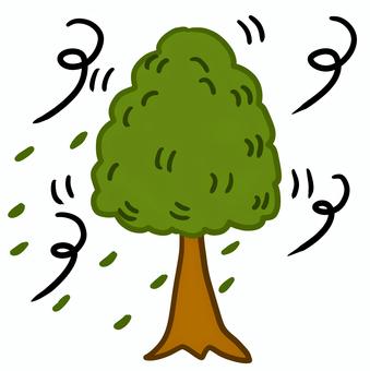 強風でゆれる木 強風,木,揺れる,ビュービュー,風,強い,葉っぱ,葉,落ちる,嵐のイラスト素材