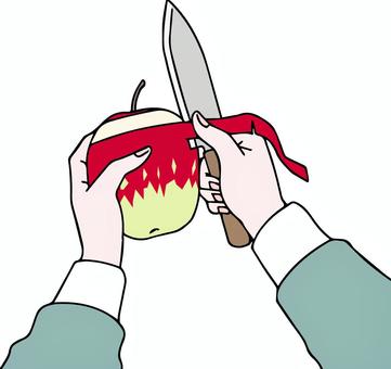 リンゴの皮をむく リンゴ,皮むき,包丁,ナイフ,フルーツ,皮,むくのイラスト素材
