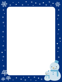 冬の雪だるまのフレーム青色（縦） フレーム,冬,雪だるま,クリスマス,背景,縦,写真,背景透過,雪,氷のイラスト素材
