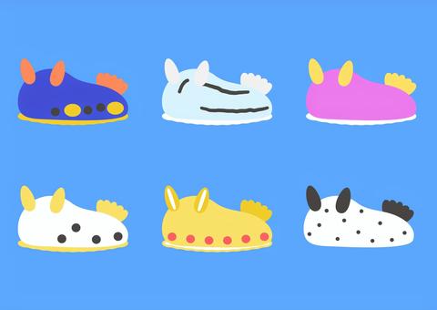 ウミウシセット ウミウシ,貝,セット,デフォルメ,可愛い,商用可能のイラスト素材