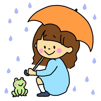 女の子_カエル 女の子_カエル 女の子,カエル,雨のイラスト素材
