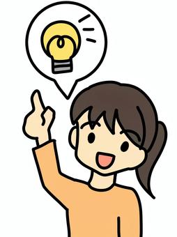 ひらめく指先　女性電球 ひらめき,人物,提案,アイディア,手,女性,シンプル,かわいい,生活,電球のイラスト素材