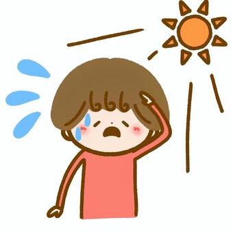 ゆるかわいい人•日差し暑い 日差し,暑い,人,ゆるい,かわいい,太陽,夏,猛暑,汗,汗をかくのイラスト素材