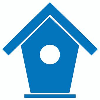 鳥の巣箱のアイコン 青 巣箱,鳥,野鳥,ヒナ,小鳥,庭,飼育,餌付け,木製,アイコンのイラスト素材