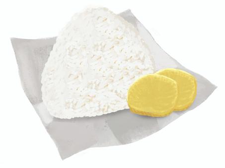 飯糰和takuan(鹽飯糰,用包裝紙), JPG 和 PNG 飯糰和takuan(鹽飯糰,用包裝紙), 飯糰, omusubi, takuwan, JPG 和 PNG