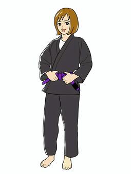 ブラジリアン柔術02紫帯 ブラジリアン柔術,bjj,柔術,柔道,道着,紫帯,スポーツ,女性のイラスト素材