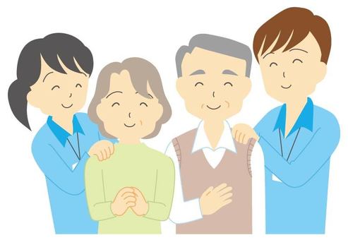 Illustration, senior citizens, nurses, helper, 