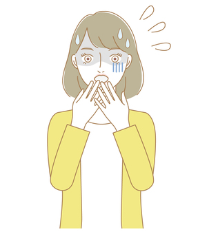 驚いている女性 女性,人物,怖い,驚く,怖がる,びっくり,仰天,大人,主婦,お母さんのイラスト素材