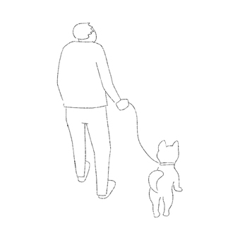 毎日のルーティン 散歩,男性,犬,日常,点景のイラスト素材