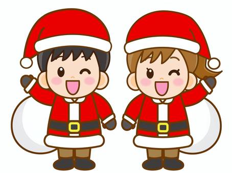 サンタの格好をした小学生のイラスト素材3 	サンタの格好をした小学生のイラスト素材3 小学生,こども,クリスマス,サンタクロース,人物,男の子,女の子,男女,学生,冬のイラスト素材
