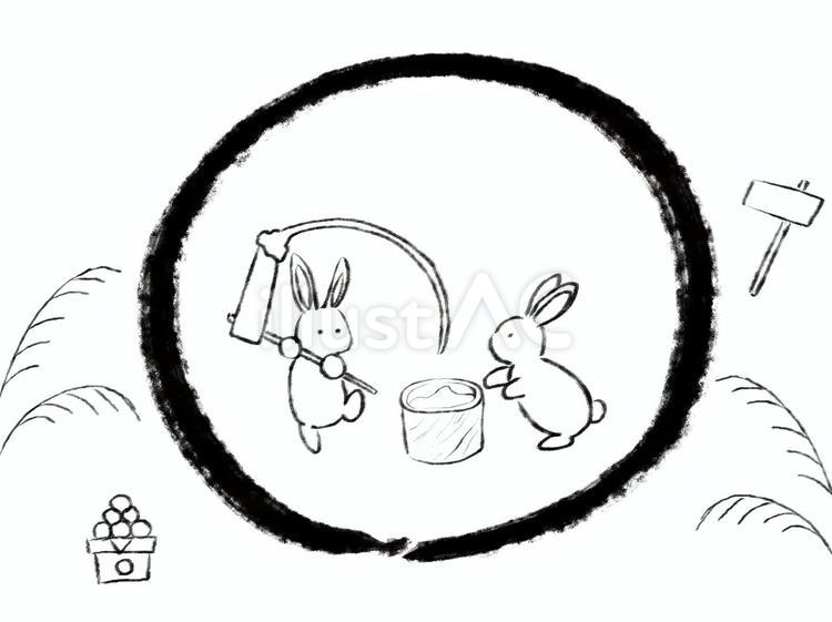 ウサギと餅つきの十五夜イラスト 十五夜,月見,月見団子のイラスト素材