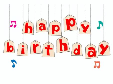 HAPPYBirthday お誕生日おめでとう,文字絵,英語,駒,将棋,音符,pop調,手描き,挿絵,ワンポイントのイラスト素材