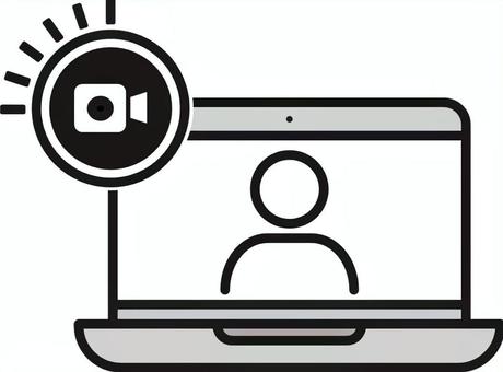 WEB会議・録画中（人物あり） 録画中,web会議,オンライン会議,ビジネス,アイコン,カメラ,ビデオ通話,ウェビナー,リモートワーク,シンプルのイラスト素材