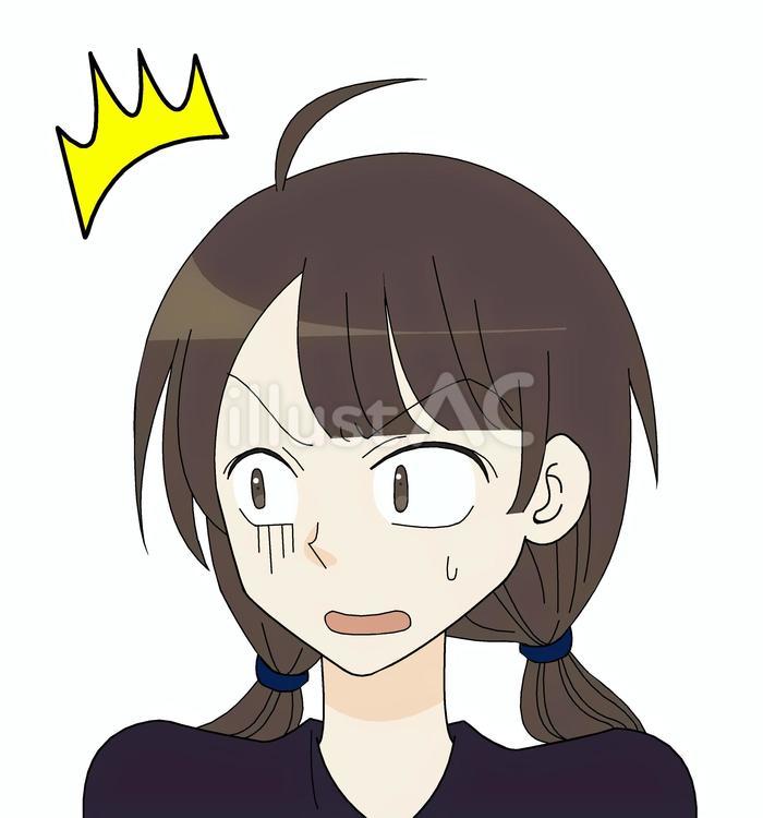 ぎょっとするおさげの女性 人物,驚く,ショックのイラスト素材