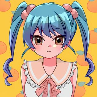 ツインテールの女の子 アイコン,キャラクター,ミニキャラ,女の子,sns,カラフル,萌え,アニメ,可愛い,ツインテールのイラスト素材