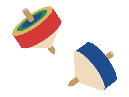 駒（こま）2種類のセット こま,駒,おもちゃ,セット,お正月,正月,玩具,子ども,子供,和のイラスト素材