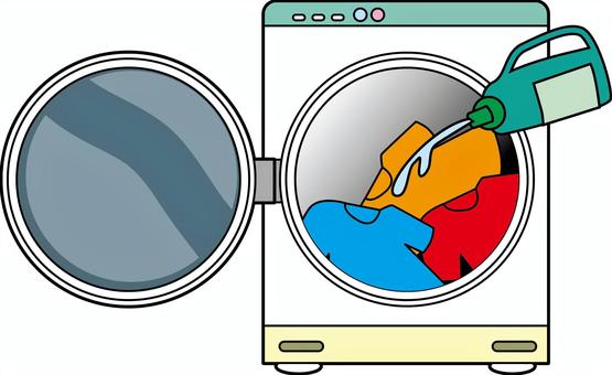 洗濯機　 洗濯機,全自動,ドラム式,使う,洗剤,シャツ,家電,生活,線画のイラスト素材