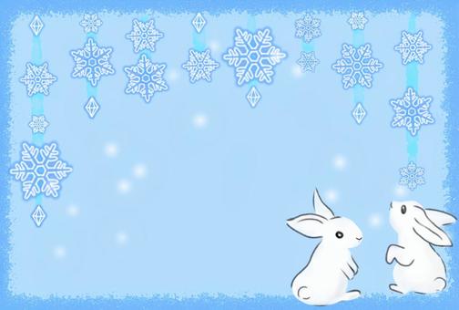 白うさぎと雪の結晶フレーム