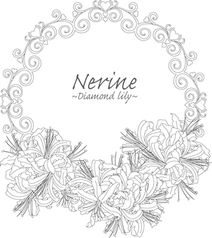 クラシック64＜ネリネ・円＞ フレーム,飾り枠,飾り罫,円,丸,リース,ビンテージ,アンティーク,ラベル,ネリネのイラスト素材