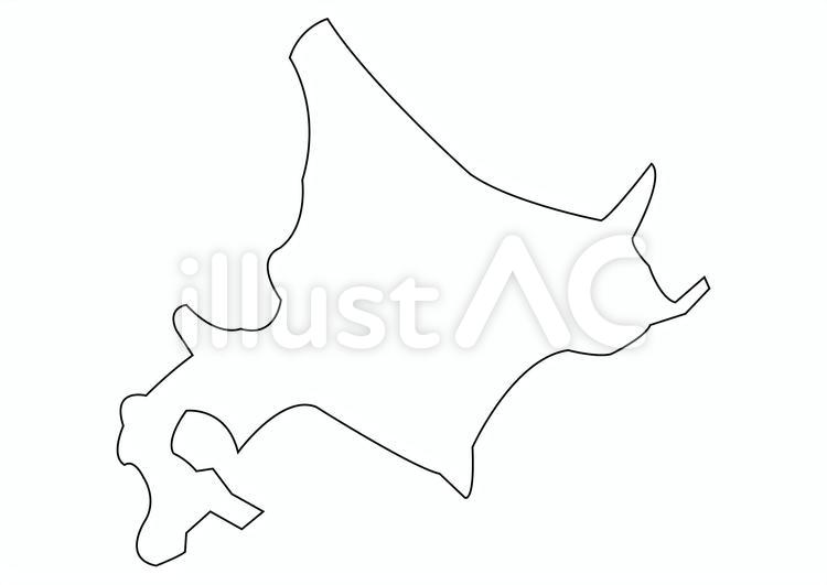北海道の地図ー線画 北海道,地図,アイコンのイラスト素材